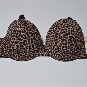 Juicy Couture 42D Padded Underwire Everyday Support Bra Leopard Print NWT